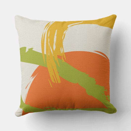 Modern Brushstrokes - Orange, Green & Yellow クッション (裏面)