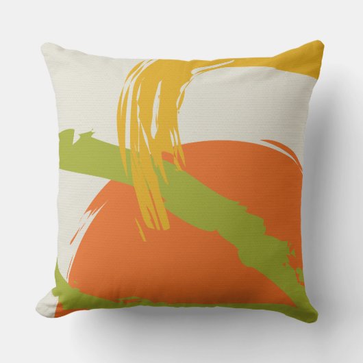 Modern Brushstrokes - Orange, Green & Yellow クッション (正面)