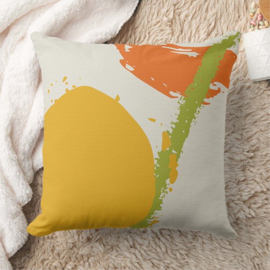 Modern Brushstrokes - Orange, Green & Yellow クッション (ブランケット)