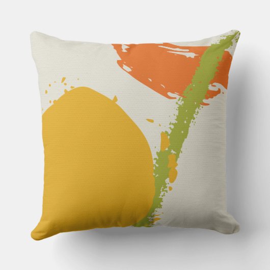 Modern Brushstrokes - Orange, Green & Yellow クッション (裏面)