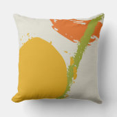 Modern Brushstrokes - Orange, Green & Yellow クッション (正面)