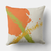 Modern Brushstrokes - Orange, Green & Yellow クッション (裏面)