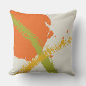 Modern Brushstrokes - Orange, Green & Yellow クッション (正面)