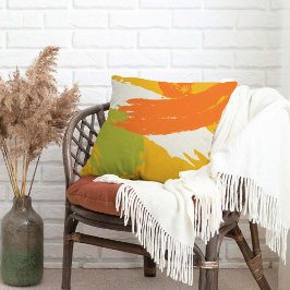 Modern Brushstrokes - Orange, Green & Yellow クッション