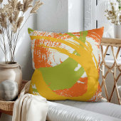 Modern Brushstrokes - Orange, Green & Yellow クッション