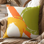Modern Brushstrokes - Orange, Green & Yellow クッション