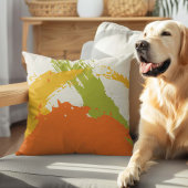 Modern Brushstrokes - Orange, Green & Yellow クッション
