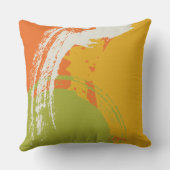 Modern Brushstrokes - Orange, Green & Yellow クッション (裏面)
