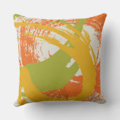 Modern Brushstrokes - Orange, Green & Yellow クッション (裏面)