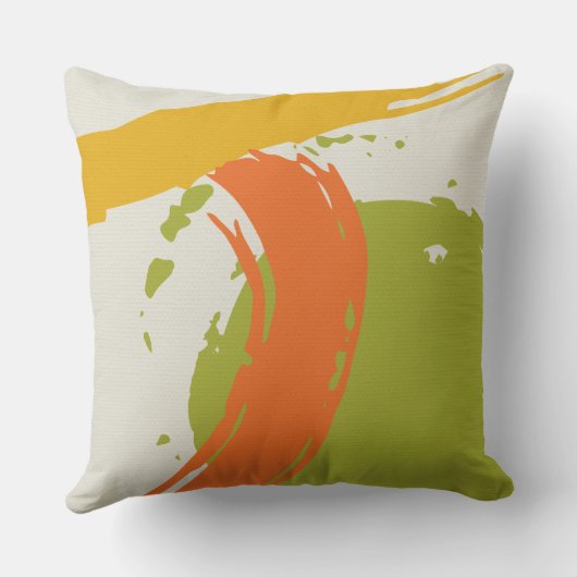 Modern Brushstrokes - Orange, Green & Yellow クッション (裏面)