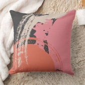Modern Brushstrokes - Pink, Peach & Black on Beige クッション (ブランケット)