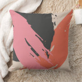 Modern Brushstrokes - Pink, Peach & Black on Beige クッション (ブランケット)