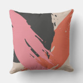 Modern Brushstrokes - Pink, Peach & Black on Beige クッション (裏面)