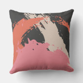 Modern Brushstrokes - Pink, Peach & Black on Beige クッション (裏面)