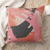Modern Brushstrokes - Pink, Peach & Black on Beige クッション (ブランケット)