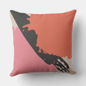 Modern Brushstrokes - Pink, Peach & Black on Beige クッション (裏面)