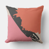 Modern Brushstrokes - Pink, Peach & Black on Beige クッション (正面)