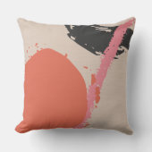 Modern Brushstrokes - Pink, Peach & Black on Beige クッション (正面)