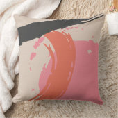 Modern Brushstrokes - Pink, Peach & Black on Beige クッション (ブランケット)
