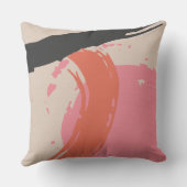Modern Brushstrokes - Pink, Peach & Black on Beige クッション (裏面)