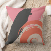 Modern Brushstrokes - Pink, Peach & Black on Beige クッション (ブランケット)