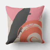 Modern Brushstrokes - Pink, Peach & Black on Beige クッション (裏面)