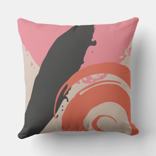 Modern Brushstrokes - Pink, Peach & Black on Beige クッション (裏面)