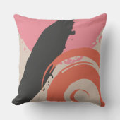 Modern Brushstrokes - Pink, Peach & Black on Beige クッション (正面)