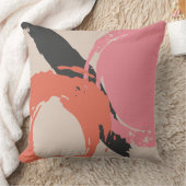 Modern Brushstrokes - Pink, Peach & Black on Beige クッション (ブランケット)