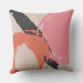 Modern Brushstrokes - Pink, Peach & Black on Beige クッション (裏面)