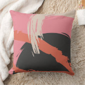Modern Brushstrokes - Pink, Peach & Black on Beige クッション (ブランケット)