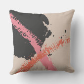 Modern Brushstrokes - Pink, Peach & Black on Beige クッション (裏面)