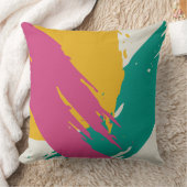 Modern Brushstrokes - Pink, Teal & Yellow on Cream クッション (ブランケット)