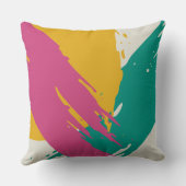 Modern Brushstrokes - Pink, Teal & Yellow on Cream クッション (裏面)