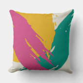 Modern Brushstrokes - Pink, Teal & Yellow on Cream クッション (正面)