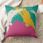 Modern Brushstrokes - Pink, Teal & Yellow on Cream クッション (ブランケット)