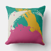 Modern Brushstrokes - Pink, Teal & Yellow on Cream クッション (正面)