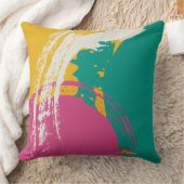 Modern Brushstrokes - Pink, Teal & Yellow on Cream クッション (ブランケット)