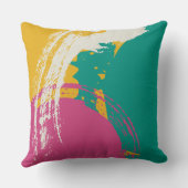 Modern Brushstrokes - Pink, Teal & Yellow on Cream クッション (裏面)