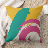 Modern Brushstrokes - Pink, Teal & Yellow on Cream クッション (ブランケット)