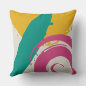Modern Brushstrokes - Pink, Teal & Yellow on Cream クッション (裏面)