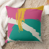 Modern Brushstrokes - Pink, Teal & Yellow on Cream クッション (ブランケット)