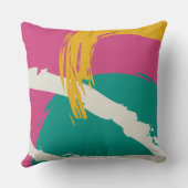 Modern Brushstrokes - Pink, Teal & Yellow on Cream クッション (裏面)