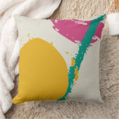 Modern Brushstrokes - Pink, Teal & Yellow on Cream クッション (ブランケット)