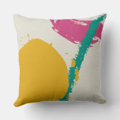 Modern Brushstrokes - Pink, Teal & Yellow on Cream クッション (裏面)