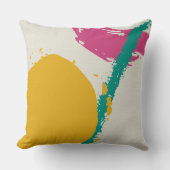 Modern Brushstrokes - Pink, Teal & Yellow on Cream クッション (正面)