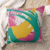 Modern Brushstrokes - Pink, Teal & Yellow on Cream クッション (ブランケット)