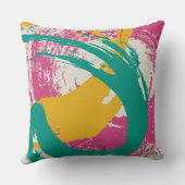 Modern Brushstrokes - Pink, Teal & Yellow on Cream クッション (裏面)