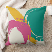 Modern Brushstrokes - Pink, Teal & Yellow on Cream クッション (ブランケット)