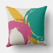 Modern Brushstrokes - Pink, Teal & Yellow on Cream クッション (裏面)